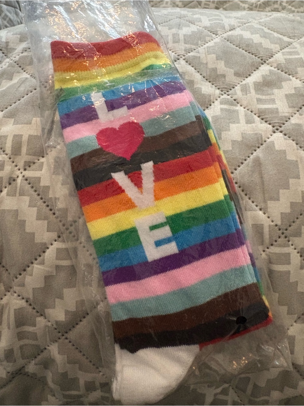 Love Stripe Rainbow Crew Socks - Multicolor